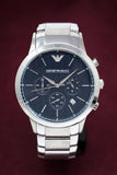 Emporio Armani Renato Chronograph Blue Dial Silver Steel Strap Watch For Men - AR2486