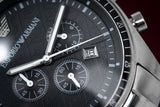 Emporio Armani Sportivo Chronograph Black Dial Silver Stainless Steel Watch For Men - AR0585