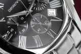 Emporio Armani Valente Chronograph Black Dial Silver Stainless Steel Watch For Men - AR0673