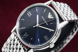 Emporio Armani Kappa Quartz Blue Dial Silver Steel Strap Watch For Men - AR80010