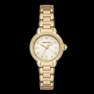 Emporio Armani Mia Crystals Gold Dial Gold Steel Strap Watch for Women - AR11609