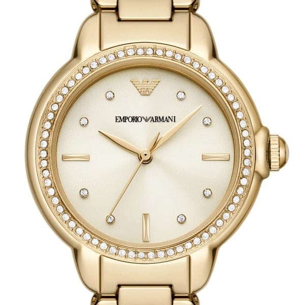 Emporio Armani Mia Crystals Gold Dial Gold Steel Strap Watch for Women - AR11609