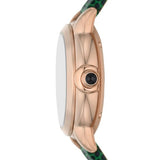 Emporio Armani Mia Meccanico Mother of Pearl Dial Green Leather Strap Watch for Women - AR60073