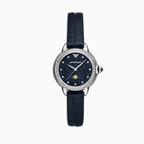 Emporio Armani Mia Moonphase Blue Dial Blue Leather Strap Watch for Women - AR11629