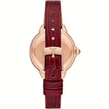 Emporio Armani Mia Mother of Pearl Dial Red Leather Strap Watch for Women - AR11646
