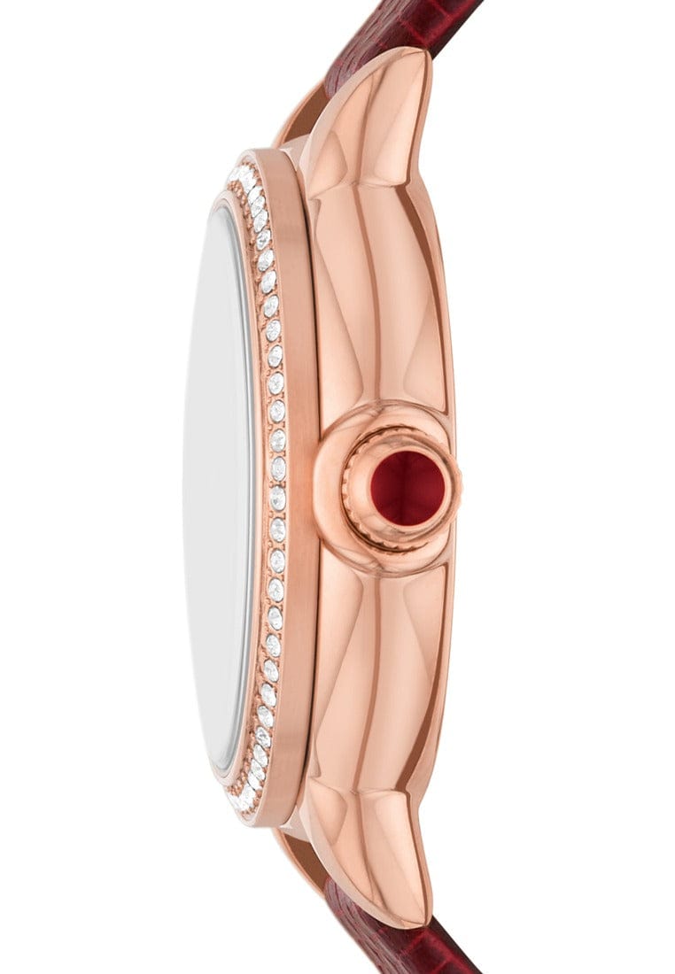 Emporio Armani Mia Mother of Pearl Dial Red Leather Strap Watch for Women - AR11646