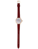 Emporio Armani Mia Mother of Pearl Dial Red Leather Strap Watch for Women - AR11646