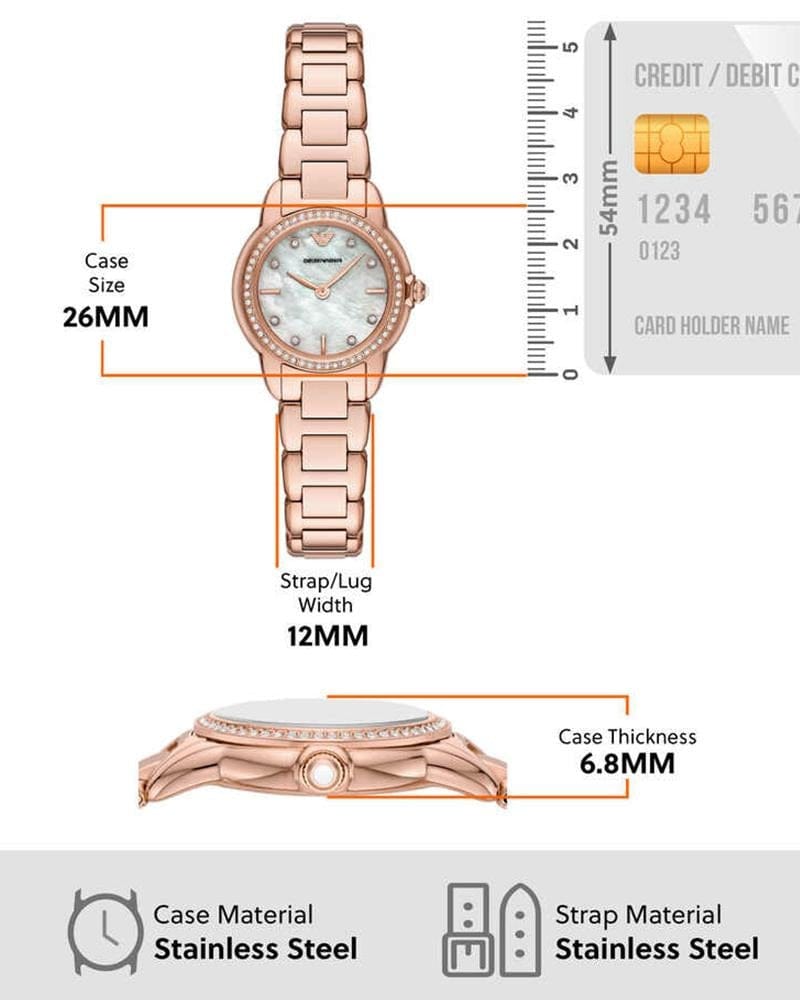 Emporio Armani Mia Mother of Pearl Dial Rose Gold Steel Strap Watch for Women - AR11671