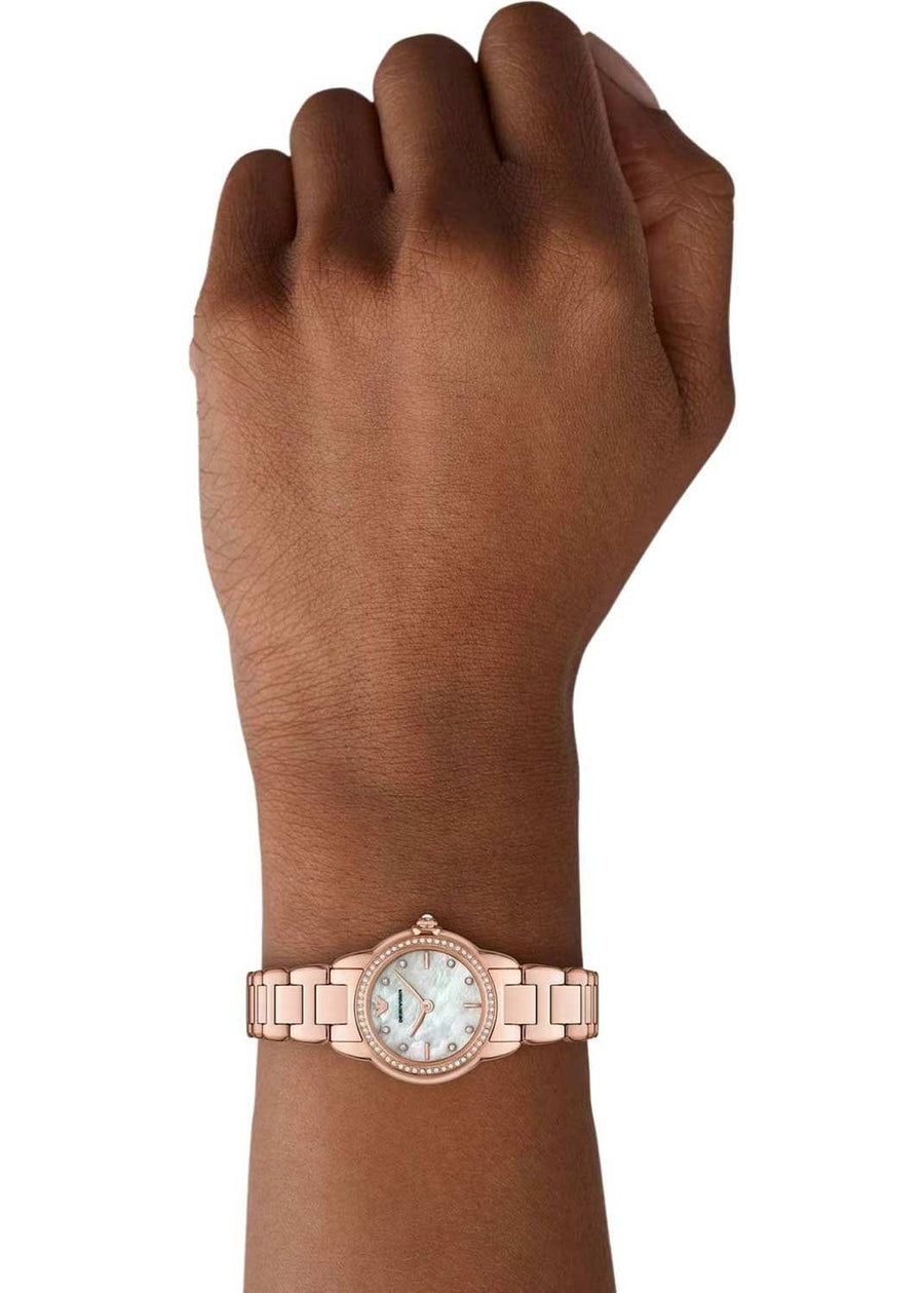 Emporio Armani Mia Mother of Pearl Dial Rose Gold Steel Strap Watch for Women - AR11671
