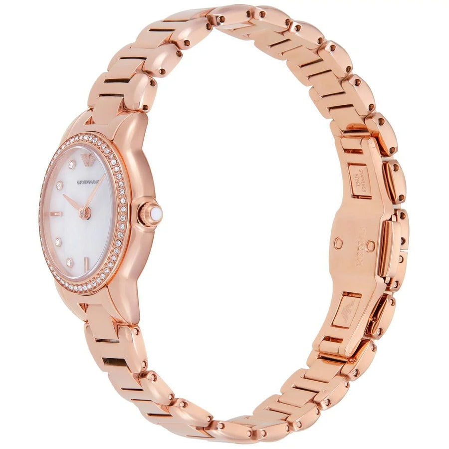 Emporio Armani Mia Mother of Pearl Dial Rose Gold Steel Strap Watch for Women - AR11671
