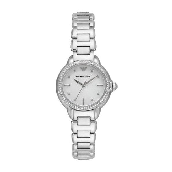 Emporio Armani Mia Mother of Pearl Dial Silver Steel Strap Watch for Women - AR11596