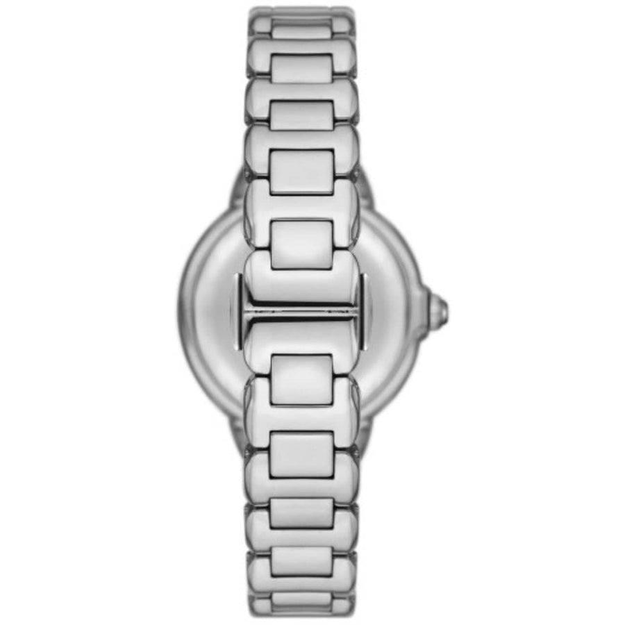 Emporio Armani Mia Three Hand Crystals Blue Dial Silver Steel Strap Watch For Women - AR11630