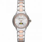 Emporio Armani Mia Three Hand Moonphase Mother of Pearl Dial Two Tone Steel Strap Watch For Women - AR11567