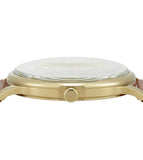 Emporio Armani Minimalist Quartz Gold Dial Brown Leather Strap Watch for Men - AR11610