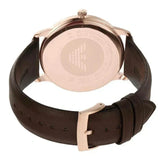 Emporio Armani Minimalist Quartz White Dial Brown Leather Strap Watch For Men - AR11572