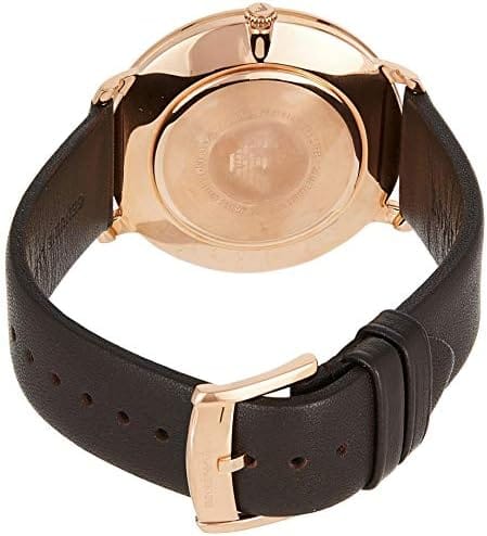 Emporio Armani Modern Slim Analog Silver Dial Brown Leather Strap Watch For Men - AR11163