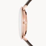 Emporio Armani Modern Slim Analog Silver Dial Brown Leather Strap Watch For Men - AR11163