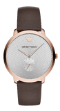 Emporio Armani Modern Slim Analog Silver Dial Brown Leather Strap Watch For Men - AR11163