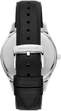 Emporio Armani Modern Slim Quartz Grey Dial Black Leather Strap Watch For Men - AR11162