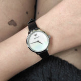 Emporio Armani Modern White Dial Black Leather Strap Watch For Women - AR11159
