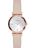 Emporio Armani Mother of Pearl Dial Beige Leather Strap Watch For Women - AR11004