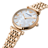 Emporio Armani Mother of Pearl Dial Rose Gold Steel Strap Watch For Women - AR11110