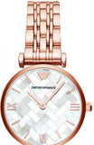 Emporio Armani Mother of Pearl Dial Rose Gold Steel Strap Watch For Women - AR11110