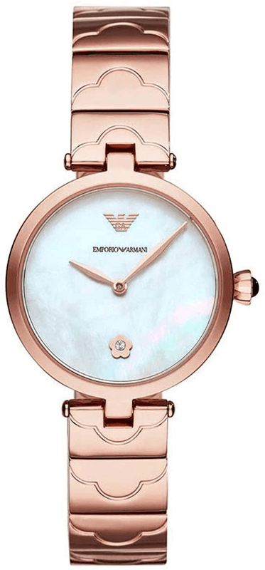 Emporio Armani Mother of Pearl Dial Rose Gold Steel Strap Watch For Women - AR11236