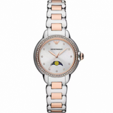 Emporio Armani Mia Three Hand Moonphase Mother of Pearl Dial Two Tone Steel Strap Watch For Women - AR11567