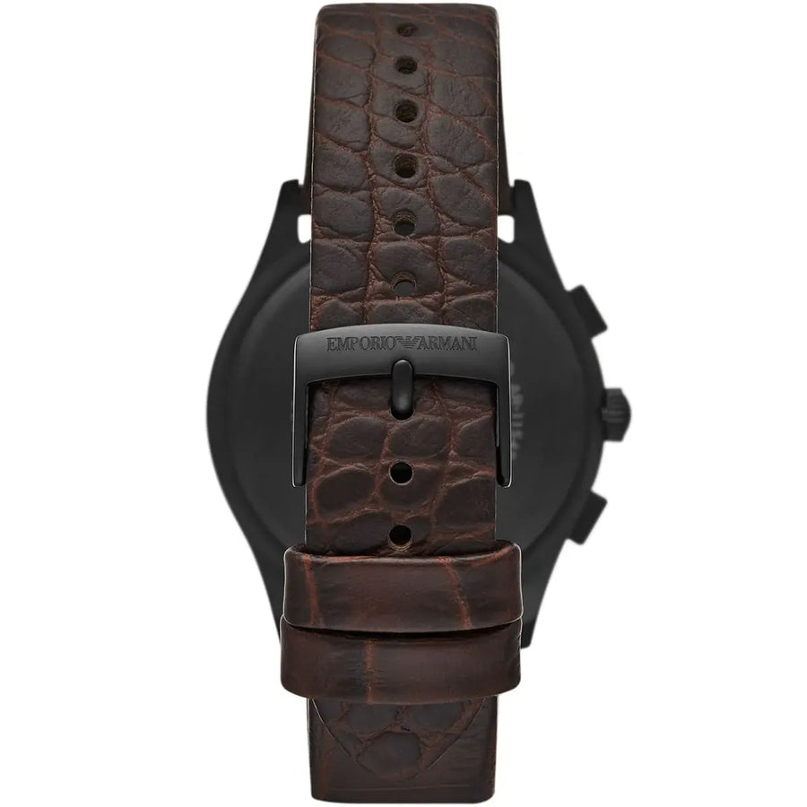 Emporio Armani Paolo Chronograph Black Dial Brown Leather Strap Watch For Men - AR11549
