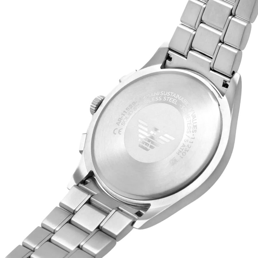 Emporio Armani Paolo Chronograph Green Dial Silver Steel Strap Watch For Men - AR11529
