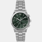Emporio Armani Paolo Chronograph Green Dial Silver Steel Strap Watch For Men - AR11529