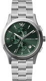 Emporio Armani Paolo Chronograph Green Dial Silver Steel Strap Watch For Men - AR11529