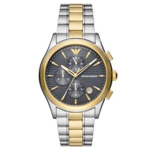 Emporio Armani Paolo Chronograph Grey Dial Two Tone Steel Strap Watch For Men - AR11527