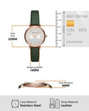 Emporio Armani Pro Planet Analog Silver Dial Green Leather Strap Watch For Women - AR11517