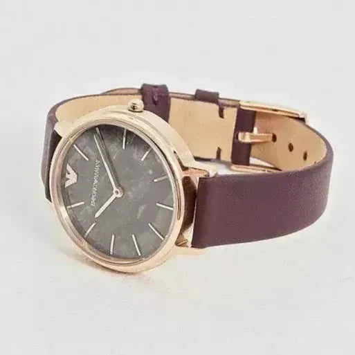 Emporio Armani Quartz Grey Dial Brown Leather Strap Watch For Women - AR11172