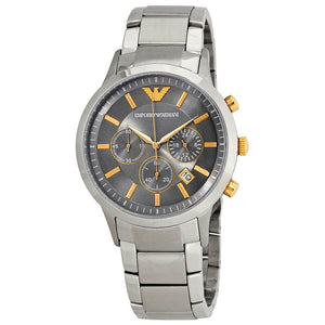 Emporio Armani Quartz Grey Dial Silver Steel Strap Watch For Men - AR11047