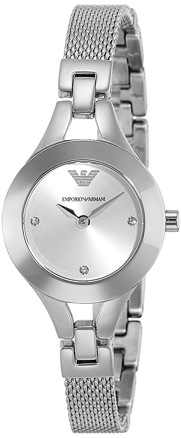 Emporio Armani Quartz Silver Dial Silver Steel Strap Watch For Women - AR7361