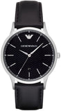 Emporio Armani Renato Analog Black Dial Black Leather Strap Watch For Men - AR8035