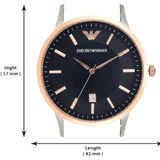 Emporio Armani Renato Analog Blue Dial Black Leather Strap Watch For Men - AR2506