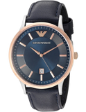 Emporio Armani Renato Analog Blue Dial Black Leather Strap Watch For Men - AR2506