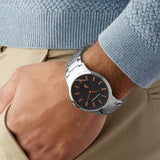 Emporio Armani Renato Blue Dial Silver Steel Strap Watch For Men - AR11137