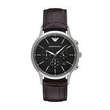 Emporio Armani Renato Chronograph Black Dial Brown Leather Strap Watch For Men - AR2482