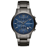 Emporio Armani Renato Chronograph Blue Dial Grey Steel Strap Watch For Men - A11215