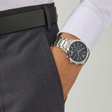 Emporio Armani Renato Chronograph Blue Dial Silver Steel Strap Watch For Men - AR11164