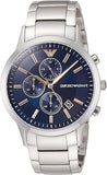 Emporio Armani Renato Chronograph Blue Dial Silver Steel Strap Watch For Men - AR11458