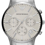 Emporio Armani Renato Chronograph Cream Dial Silver Steel Strap Watch For Men - AR2458