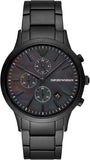 Emporio Armani Renato Chronograph Mother of Pearl Black Dial Black Steel Strap Watch For Men - AR11275