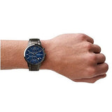 Emporio Armani Renato Chronograph Quartz Blue Dial Black Steel Strap Watch For Men - AR11215