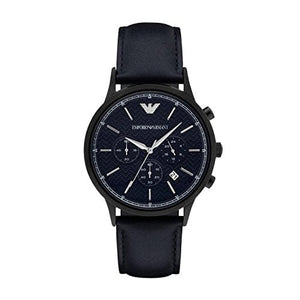 Emporio Armani Renato Chronograph Quartz Blue Dial Blue Leather Strap Watch For Men - AR2481